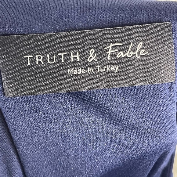 TRUTH & FABLE Women's XS Blue Chiffon Keyhole Neckline Dress Half Sleeve Lined - Picture 10 of 14